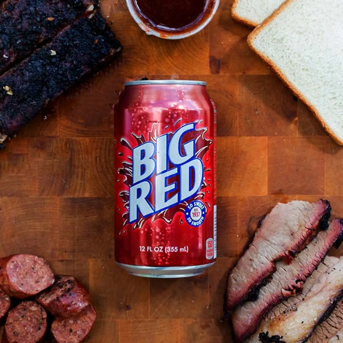 Big Red Soda with Texas BBQ