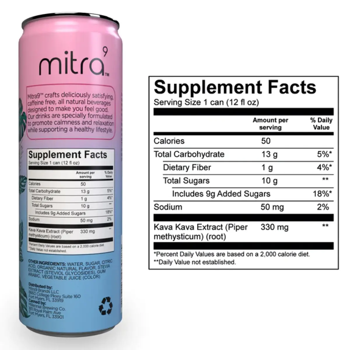 Mitra9 Kava Kandy Sparkling Beverage Nutrition Information